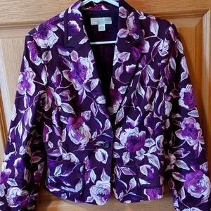 Plum/Pink Floral Blazer with Front Pockets